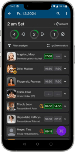 Setrex Listenansicht im Dark Mode